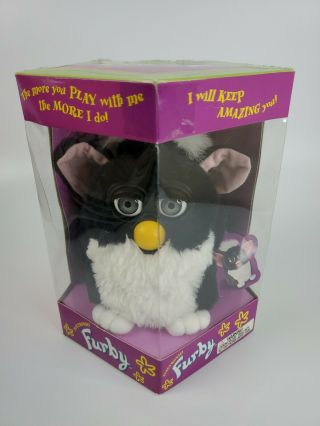 Vintage Furby Black&white Belly Pink Ears 70 - 800 Tiger Electronics 1998