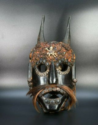 Himalayan Mask Shaman Mask Antique Primitive Art Tribal Wooden Wood Mask Nepal