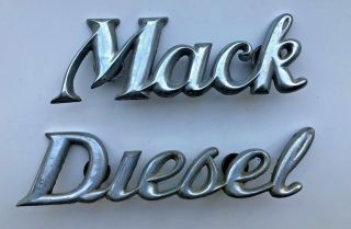 Vintage 1950’s Mack Truck Chrome Script Emblem Badge Mack Diesel Hood Fender
