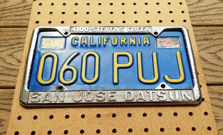 Vintage Metal Dealer License Plate Frame San Jose Datsun California Ca