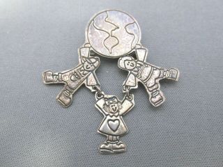 Vintage Efs Mexico Sterling 3d Children Of The World Pin Brooch