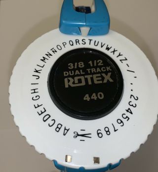 Vintage Rotex Dual Track Label Maker 3/8 1/2 Dymo Model 440 Blue w/ Label Rolls 3