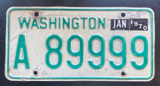 1970 Washington Truck License Plate Single With An Awesome A89999 Yom Legal