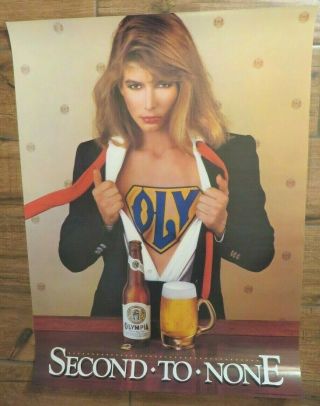 1983 Olympia Beer Vintage Poster 20 " X 27 " Art Ad Pabst Oly Woman