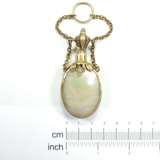 Elegant Antique Victorian Mother Of Pearl & Gilt Perfume/scent Bottle Chatelaine