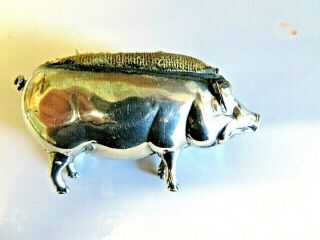 Solid Silver Pin Cushion In The Form Of A Pig Dated 1905