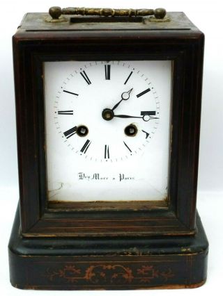 Rare Antique 19th Century French Marquetry Officers Clock - H Marc / S Marti