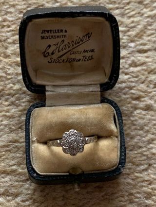 Antique Art Deco 18ct And Platinum Diamond Daisy Ring
