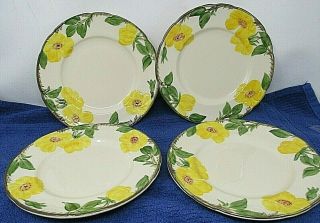 Set Of 4 Vintage Franciscan 8 " Bread Or Salad Plates Meadow Rose Pattern