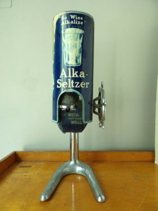 Antique Alka Seltzer Dispenser Counter Top Store Display Advertising Country
