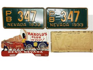 Nevada 1933 Matching Pair License Plates Reno Harold 