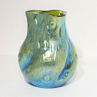 Antique Bohemian Loetz Rusticana Iridescent Art Glass Vase