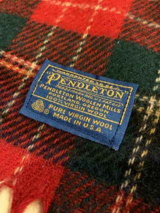 Vintage Pendleton Virgin Wool Scottish Tartan Plaid Motor Blanket; 73 " X 53 "