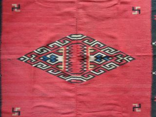 Pre - 1935 Texcoco Mexican Textile Blanket Rug,  2 part loom 2