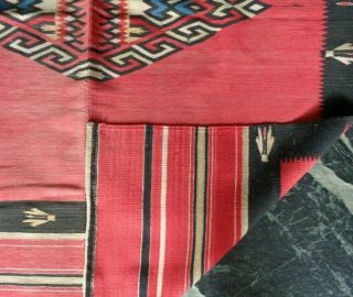 Pre - 1935 Texcoco Mexican Textile Blanket Rug,  2 part loom 3