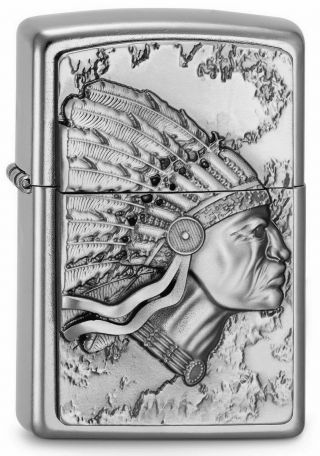 Sweet Iconic Indian Chief Headress Emblem Zippo Lighter