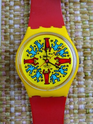Swatch Keith Haring Gz100? 1985 Limited Edition? " Modele Avec " Watch.