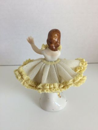 Vintage DRESDEN LACE German PORCELAIN DANCING WOMAN Ballerina Figurine 3