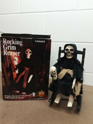 Vintage 1994 Halloween Factory Gemmy Rocking Grim Reaper With Box