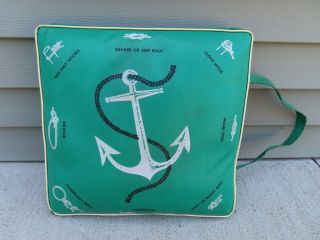 Rare Vintage Boat Cushion Anchor Nautical Knots Green 15 " S.  E.  Hyman