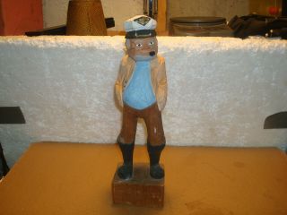 Vintage Wood Hand Carved Sea Captain 12 Inches Tall Signed