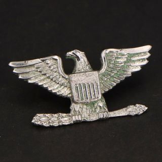 Vtg Sterling Silver - United States Military Eagle Shield Brooch Pin - 6g