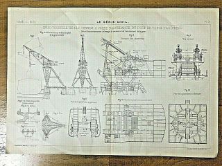 1907 China Tsingtao Port French Designed 150 Tonnes Crane Blueprint 大清青岛港法国设计起重机