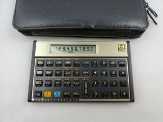 Vintage Hewlett Packard Hp 12c Financial Calculator W/ Case & Q - Card -