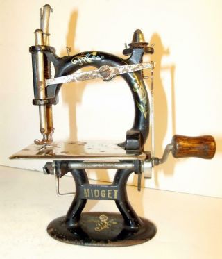 Antique Foley & Williams Midget Sewing Machine With Calla Lilly Design C1900s