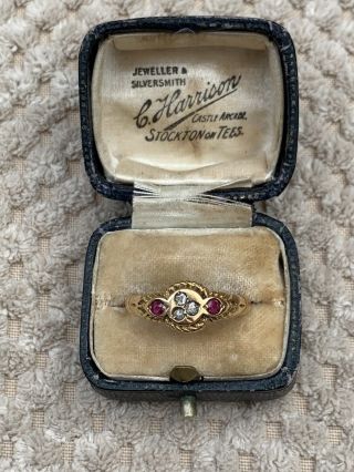 Antique Edwardian 18ct Gold Ruby & Rose Cut Diamond Ring