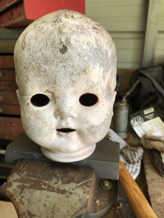 Creepy Doll Head Scary Vinyl 6” Vintage Halloween Haunted House As Found