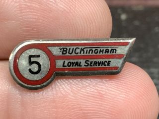 Buckingham Motor Freight Lines Sterling Silver Vintage 5 Yrs Service Award Pin.