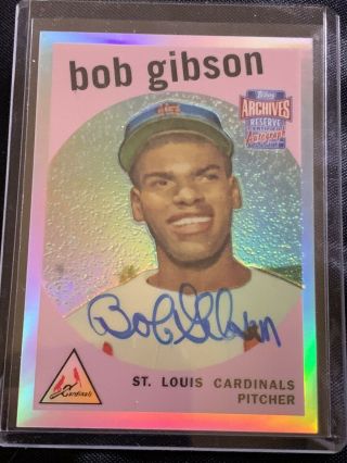 Bob Gibson Signed 2001 Topps Archives Reserve Rc Reprint Autograph Auto Rookie