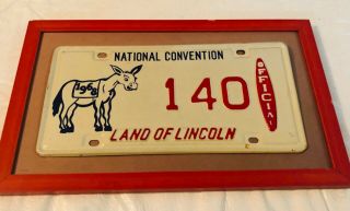 1968 Illinois Democratic National Convention Official License Plate Vintage Rare