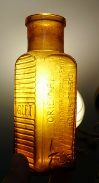 105 Ml Rare Antique Bottle Adler Poison Gift Germany Medicine Glass 1900 Eagle