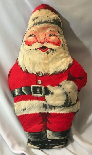 Vintage Santa Claus With Candy Cane Christmas Cloth Pillow 18 " Tall Mid - Century