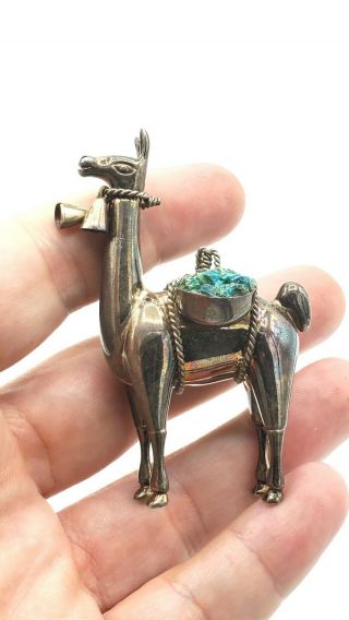 Rare Vtg Peru Modernist Miniature Llama Statue Sterling Silver By Ilaria