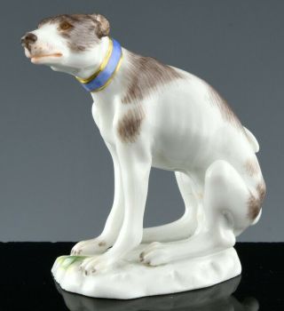 Rare Antique Meissen Miniature Sitting Greyhound Whippet Dog Figure Figurine 2