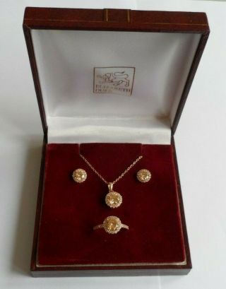 Vintage Matching Set In Silver Gilt,  Necklace,  Earrings And Ring,  All Marked 925