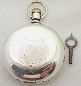 Antique 18s Waltham Wm Ellery 4 Ounce Coin Silver Key Wind Hunter Pocket Watch