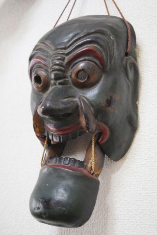Japanese Antique Nasori Omen Mask Of Buddhist Divinity Fudo カネ5 (b208)