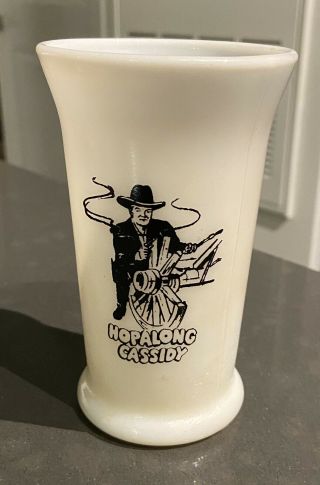 Vintage Hopalong Cassidy Hoppy White Milk Glass 5 In Tall Tumbler Cup
