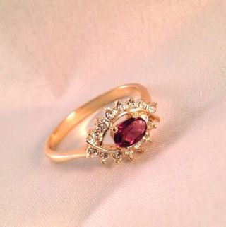 Vintage Cocktail Ring Purple Amethyst Crystal High End Size 10 Estate Jewelry 4e 3