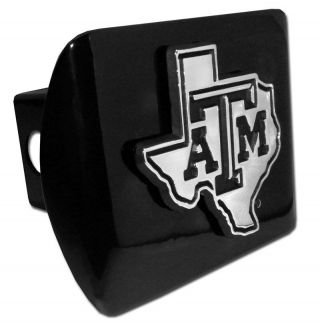Texas A&m Tx Shape Logo Chrome Emblem On Black Trailer Hitch Cover Usa Made