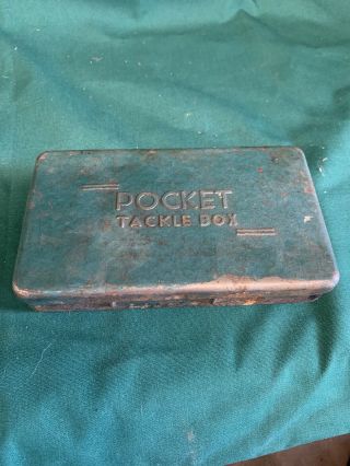 Vintage Metal Pocket Tackle Box,  Mini Size,  Fishing