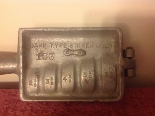 Vintage C.  Palmer Mfg Bank Type Sinker Mold No.  103.  2 1/2 To 7 Oz