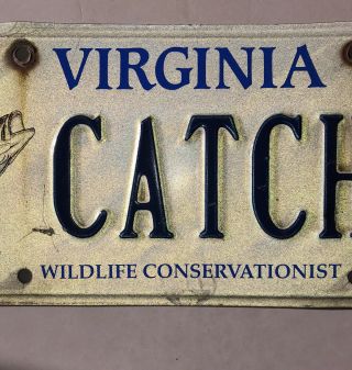 Virginia Vanity License Plate Bass Wildlife Conservationist Pair CATCHM 3