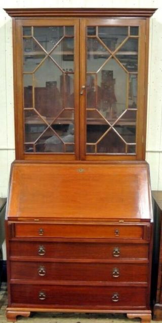Antique Bureau Bookcase In Mahogany