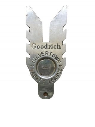 Vintage Goodrich Tire Silvertown Safety League License Plate Topper