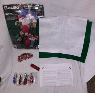 Vintage Bucilla Felt Christmas Stocking Kit Golfing Santa - 18” 83383 Opened